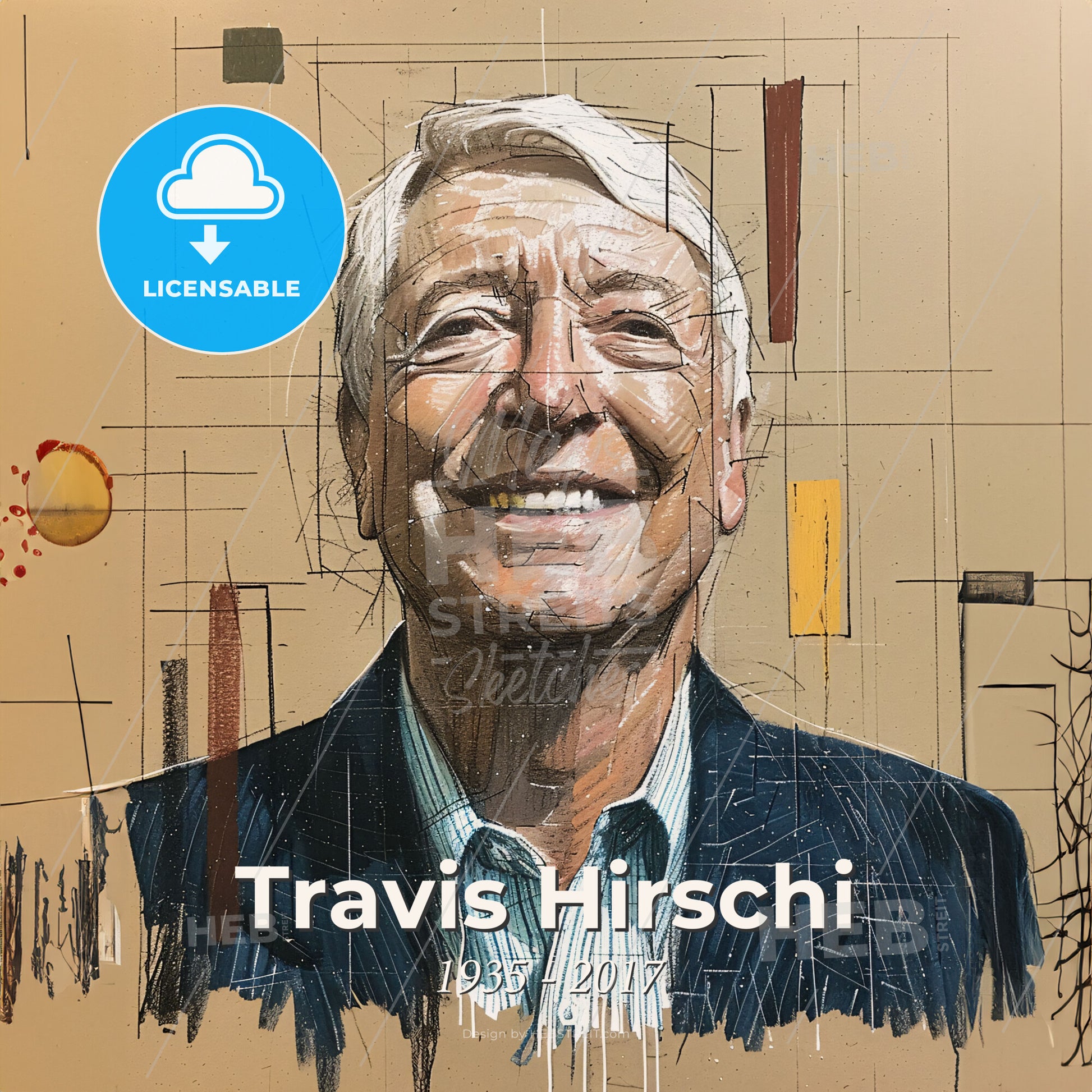 Travis Hirschi, 1935 - 2017, American criminologist - A Man Smiling With A Drawing Of His Face Print Template