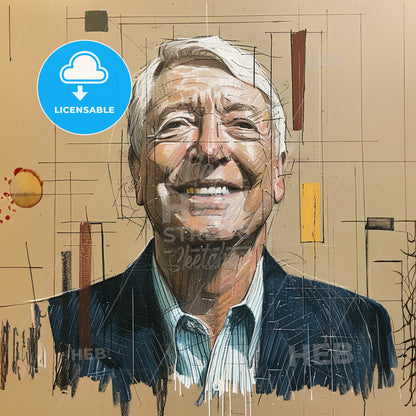 Travis Hirschi, 1935 - 2017, American criminologist - A Man Smiling With A Drawing Of His Face