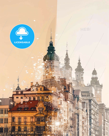 Trenčín, Slovakia: Double Exposure Skyline Magic - A city with many buildings