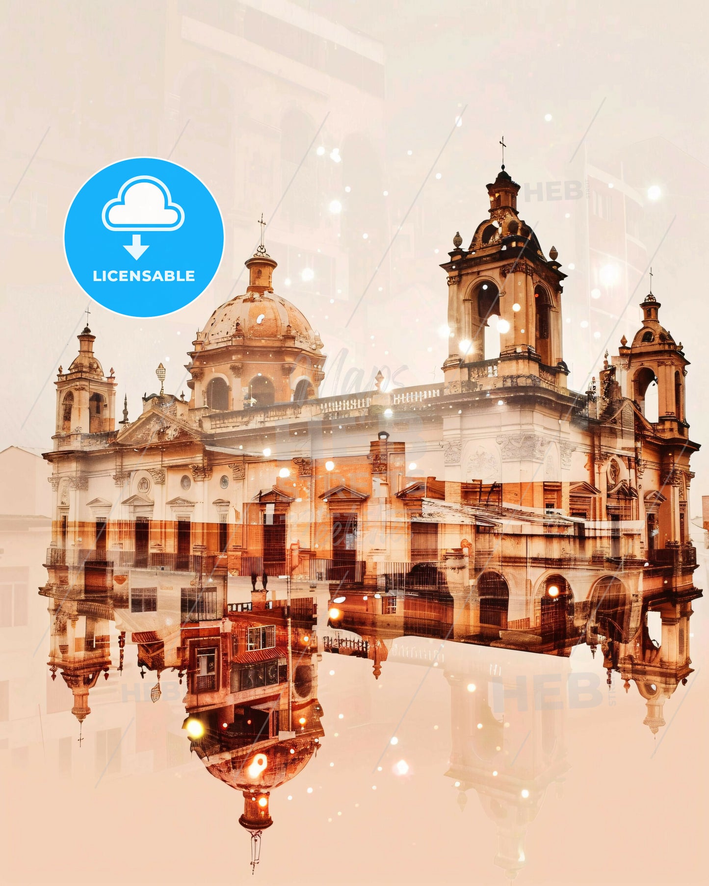 Trujillo Peru Double Exposure Skyline Poster - A building with a reflection