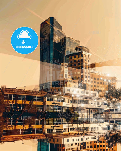 Tucson City Icons Silhouette Art Poster - A city skyline with many buildings