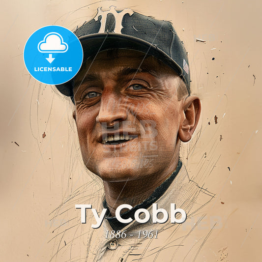 Ty Cobb, 1886 - 1961, American baseball player - A Man Wearing A Baseball Cap Print Template