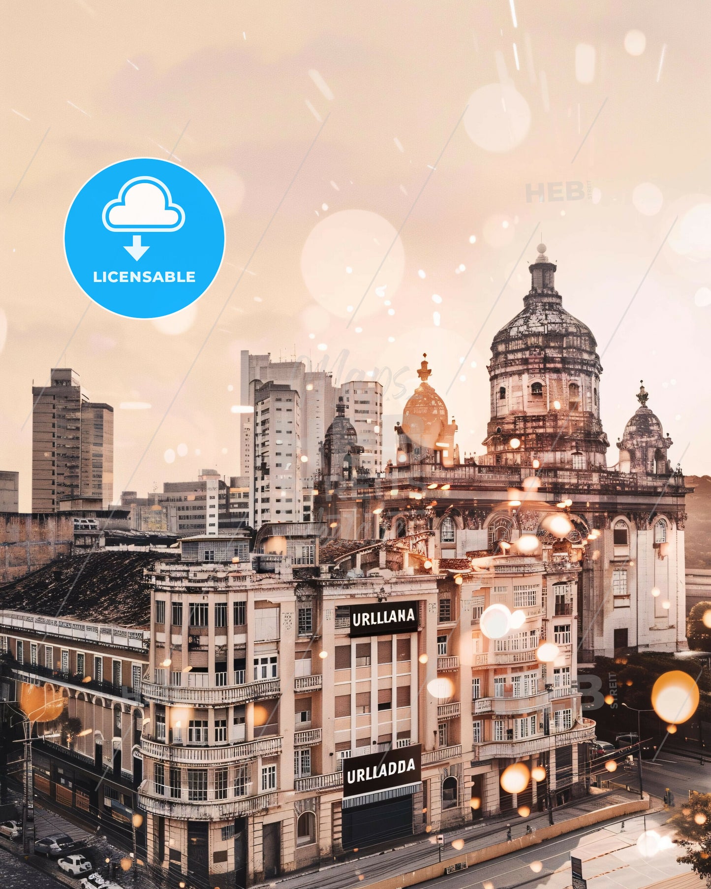 Uberlandia Cityscape Art Composite Vivid Backlights - A building with a dome on top