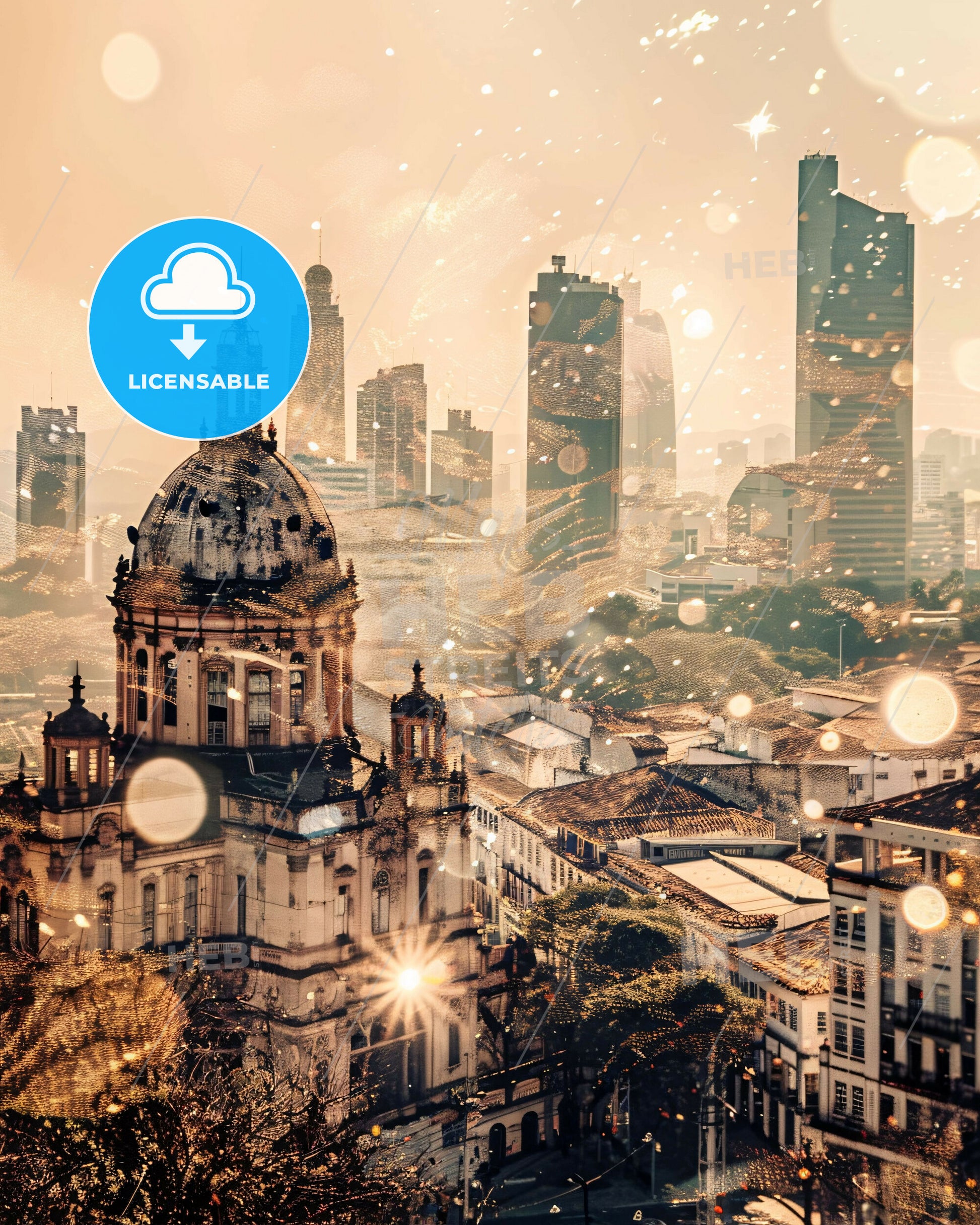 Uberlandia Skyline Composite Art Cityscape Poster - A city with a dome and buildings