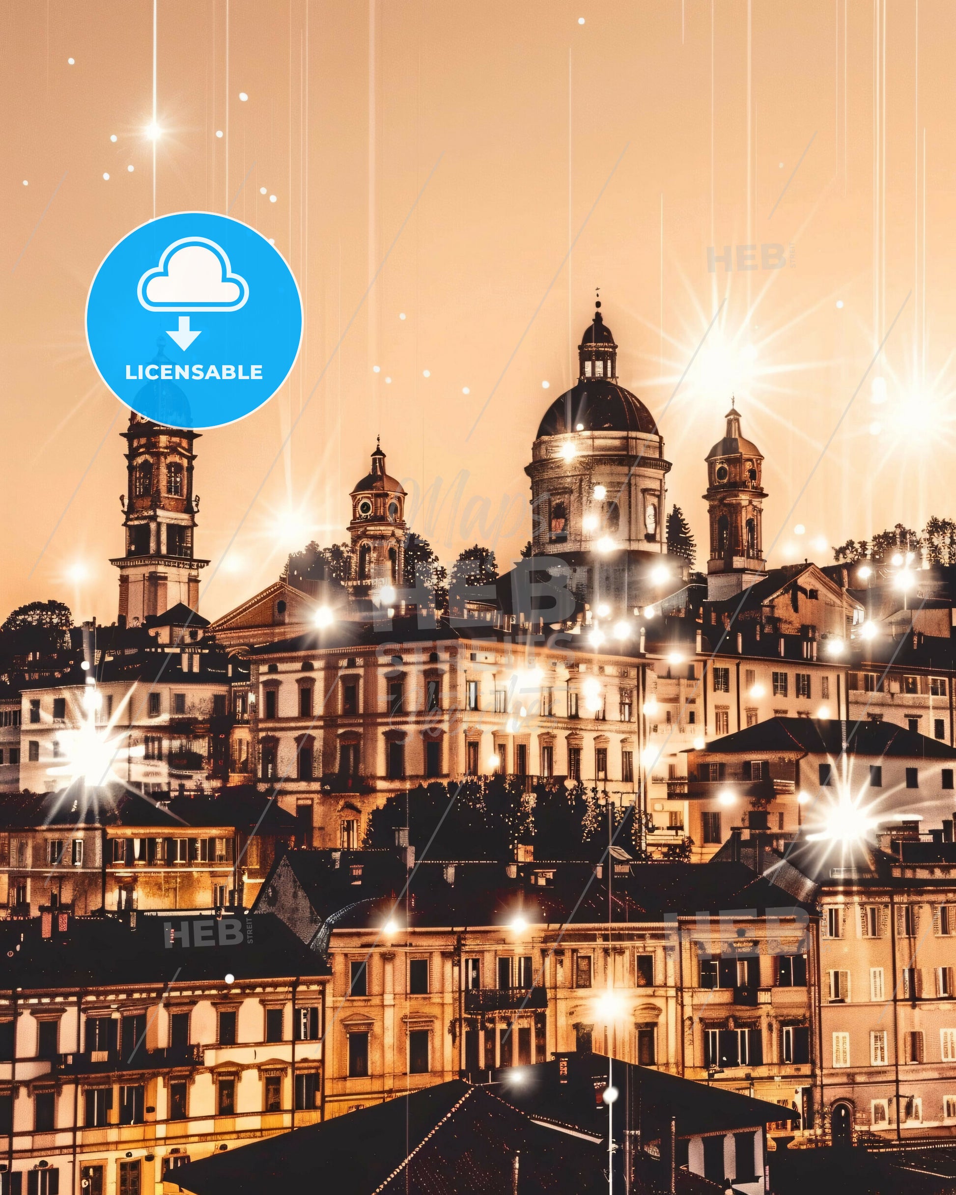 Udine Historic Skyline Pastel Art - A city with many lights