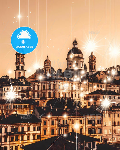 Udine Historic Skyline Pastel Art - A city with many lights