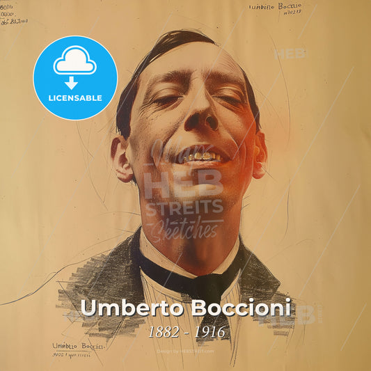 Umberto Boccioni, 1882 - 1916, Italian painter and sculptor - A Man With His Eyes Closed Print Template