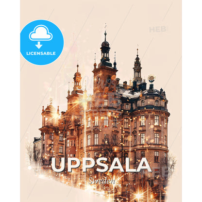 Uppsala City Skyline Composite Poster - A building with many windows - Square format print template