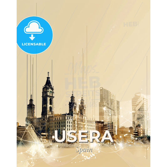 Usera Skyline Composite Art Poster with Local Colors - A city skyline with many buildings - Square format print template