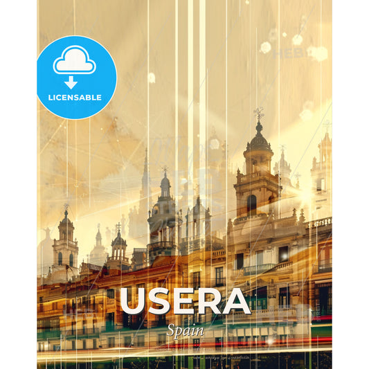 Usera City Skyline Double Exposure Poster Artwork - A city with many buildings - Square format print template