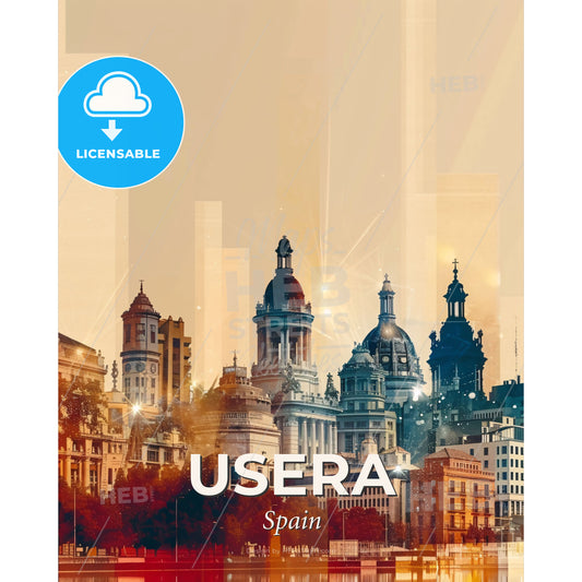Usera Skyline Art: City and Landmarks - A city skyline with many tall buildings - Square format print template