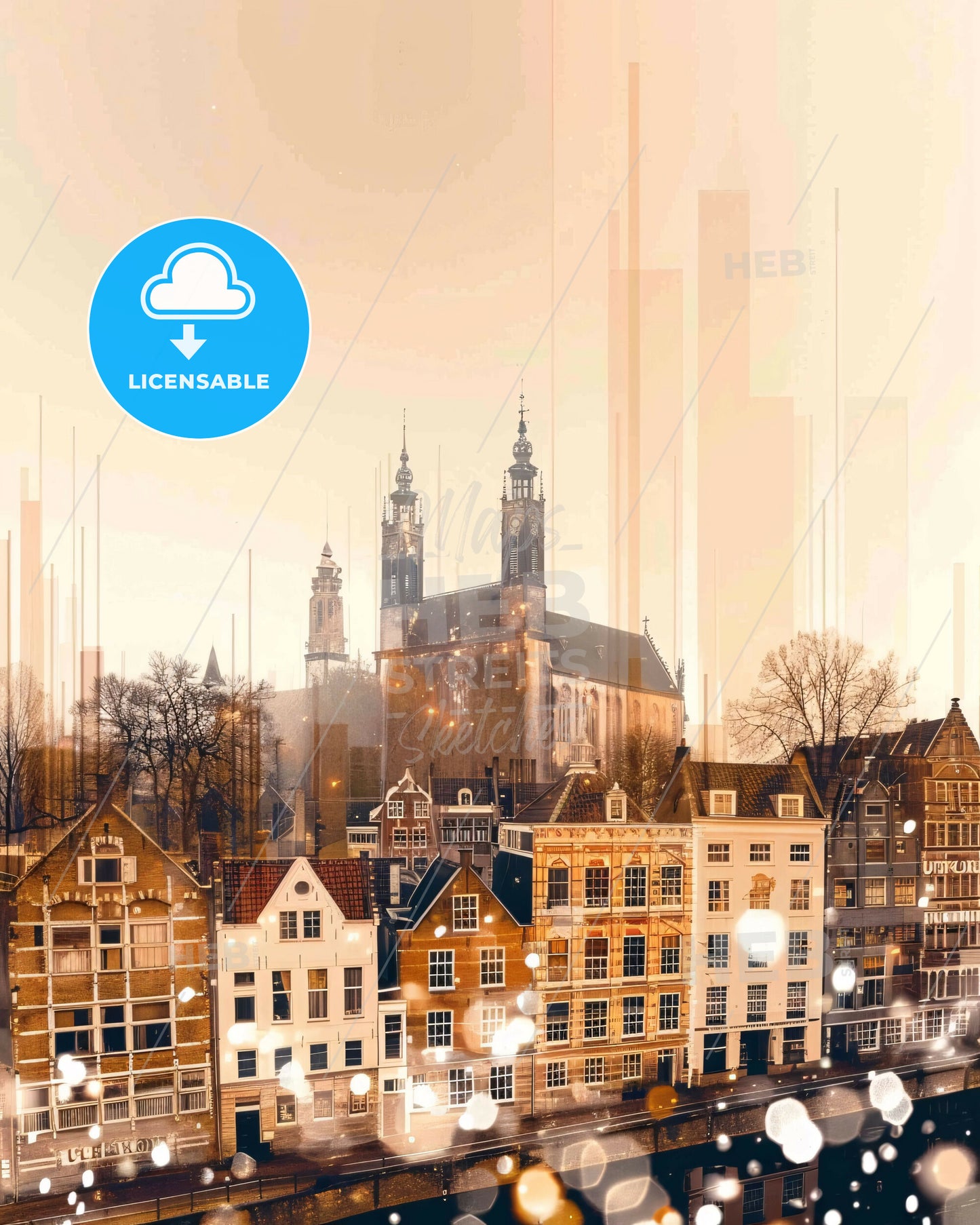 Utrecht Dutch City Skyline Unique Beige Decor - A city with many buildings