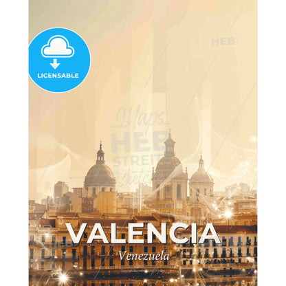 Valencia Skyline Double Exposure Architecture Poster - A city with many buildings - Square format print template