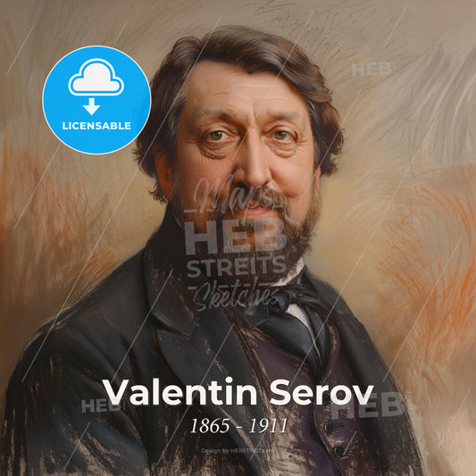 Valentin Serov, 1865 - 1911, Russian portrait painter - A Man In A Suit Print Template