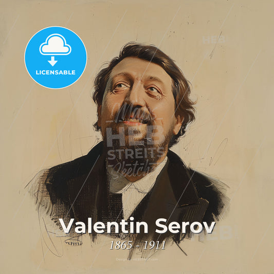 Valentin Serov, 1865 - 1911, Russian portrait painter - A Painting Of A Man With A Beard Print Template