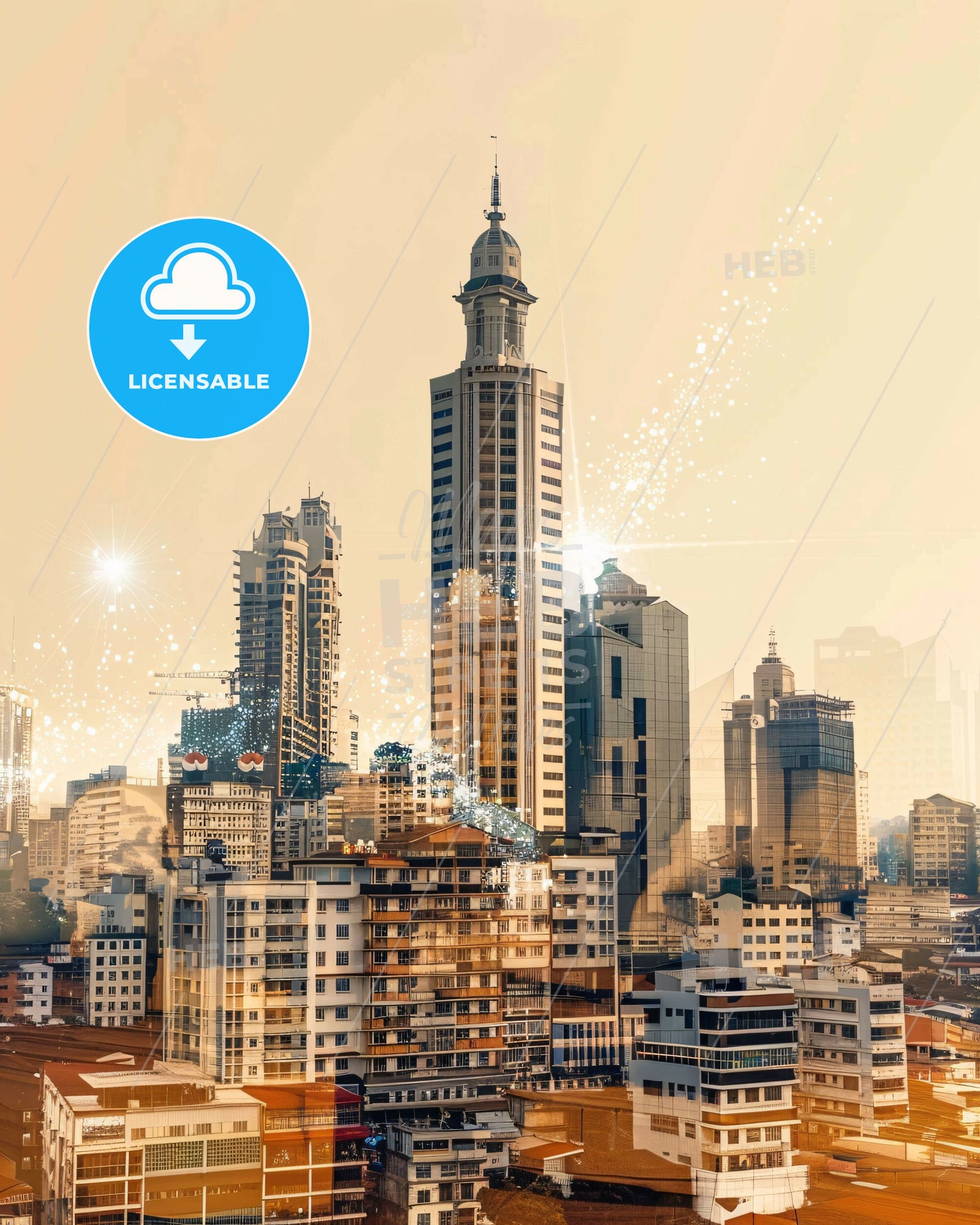 Valenzuela City Skyline Composite Art Poster - A city skyline with many tall buildings