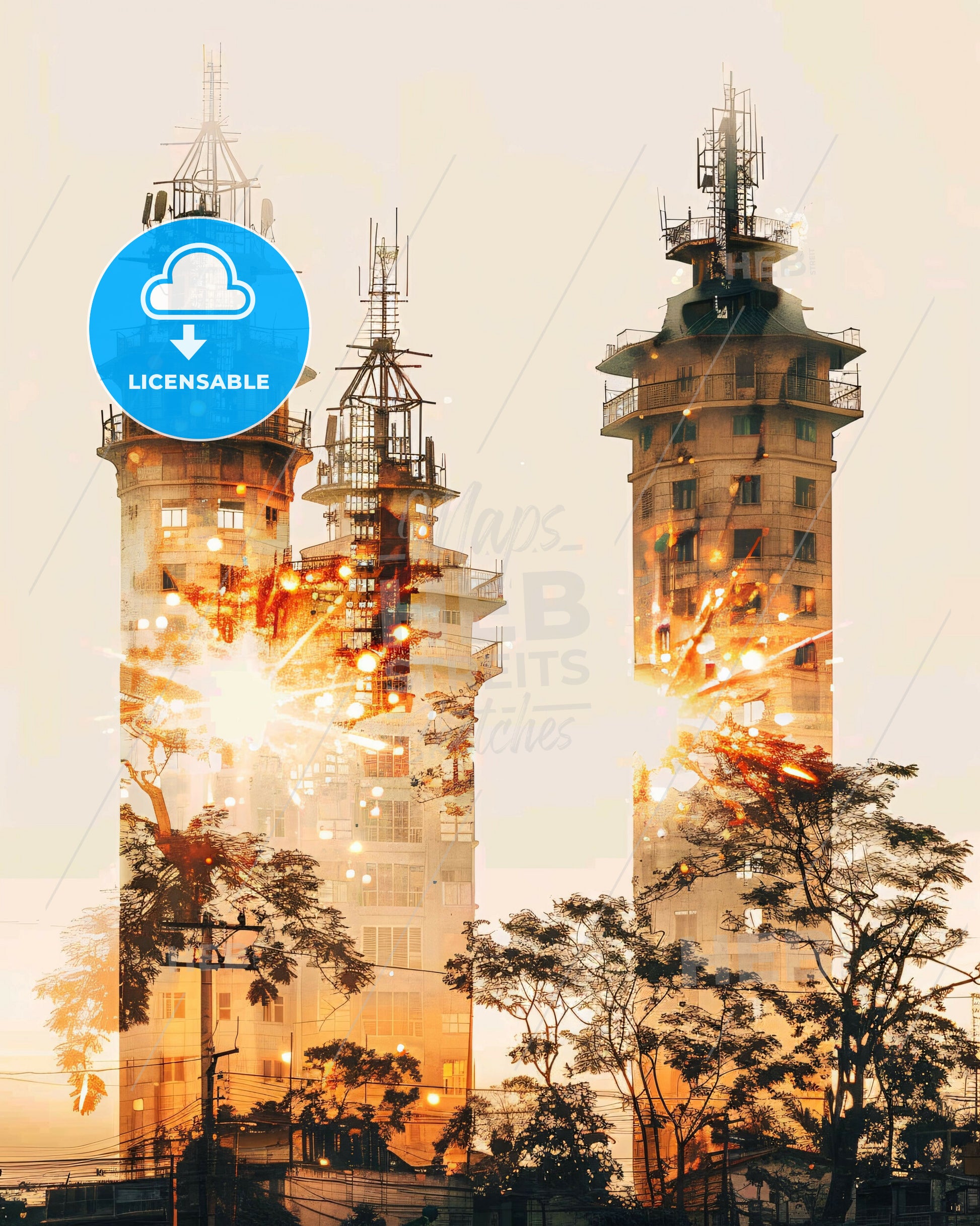 Valenzuela City Skyline Local Architecture Poster - A double exposure of tall buildings