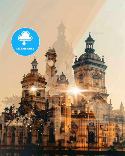 Valledupar Skyline Composite Art Poster - A double exposure of a building