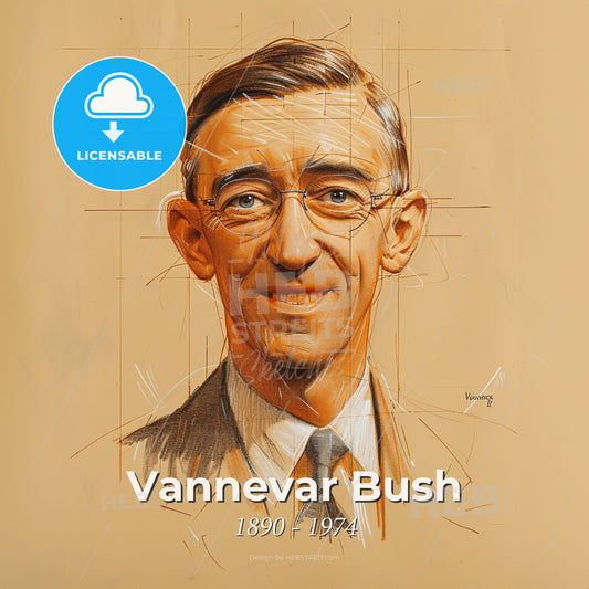 Vannevar Bush, 1890 - 1974, American engineer and inventor - A Drawing Of A Man Print Template