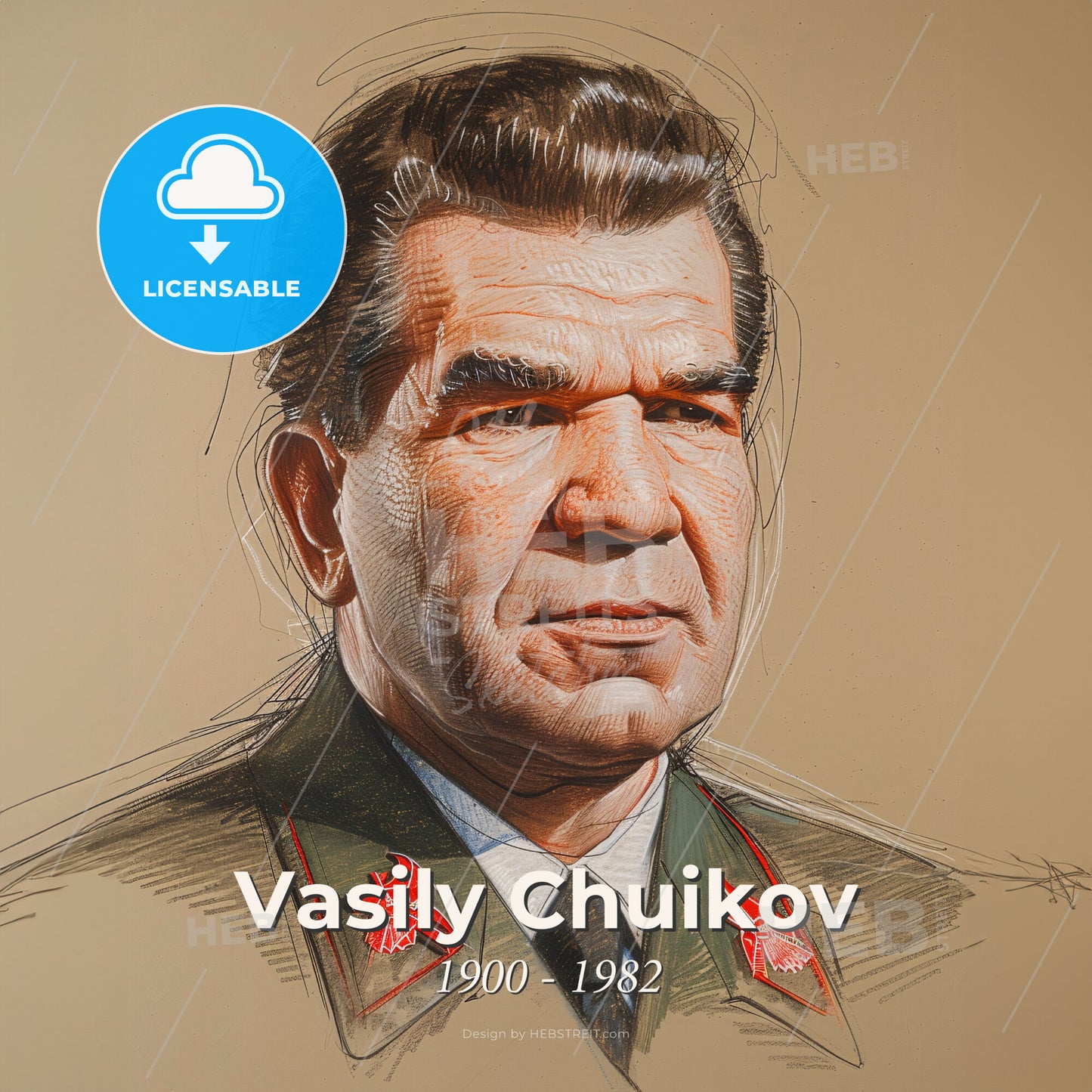 Vasily Chuikov, 1900 - 1982, Soviet Marshal - A Portrait Of A Man Print Template