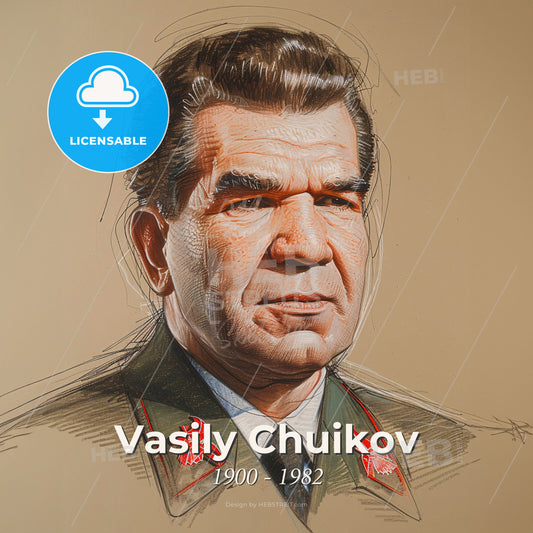 Vasily Chuikov, 1900 - 1982, Soviet Marshal - A Portrait Of A Man Print Template