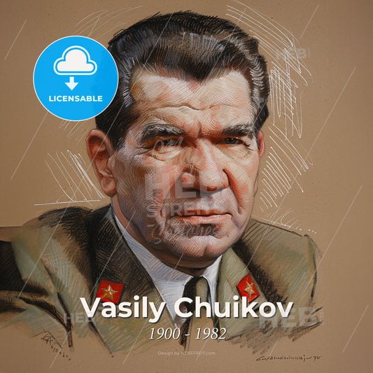 Vasily Chuikov, 1900 - 1982, Soviet Marshal - A Man In A Military Uniform Print Template