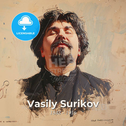Vasily Surikov, 1848 - 1916, Russian historical painter - A Painting Of A Man With A Beard Print Template