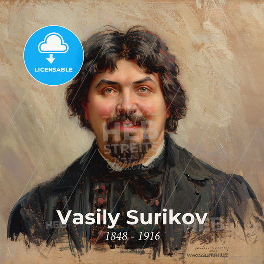 Vasily Surikov, 1848 - 1916, Russian historical painter - A Man With A Beard And Mustache Print Template