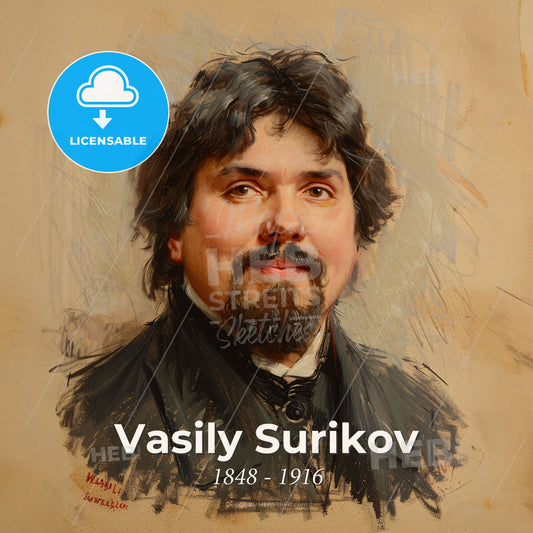 Vasily Surikov, 1848 - 1916, Russian historical painter - A Man With A Beard Print Template