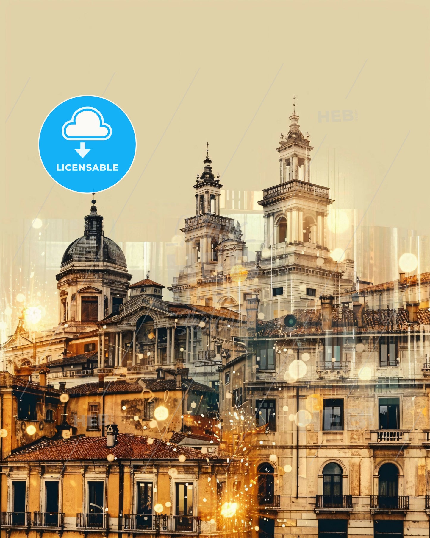 Vicenza City Skyline Composite Art Poster - A group of buildings with many windows