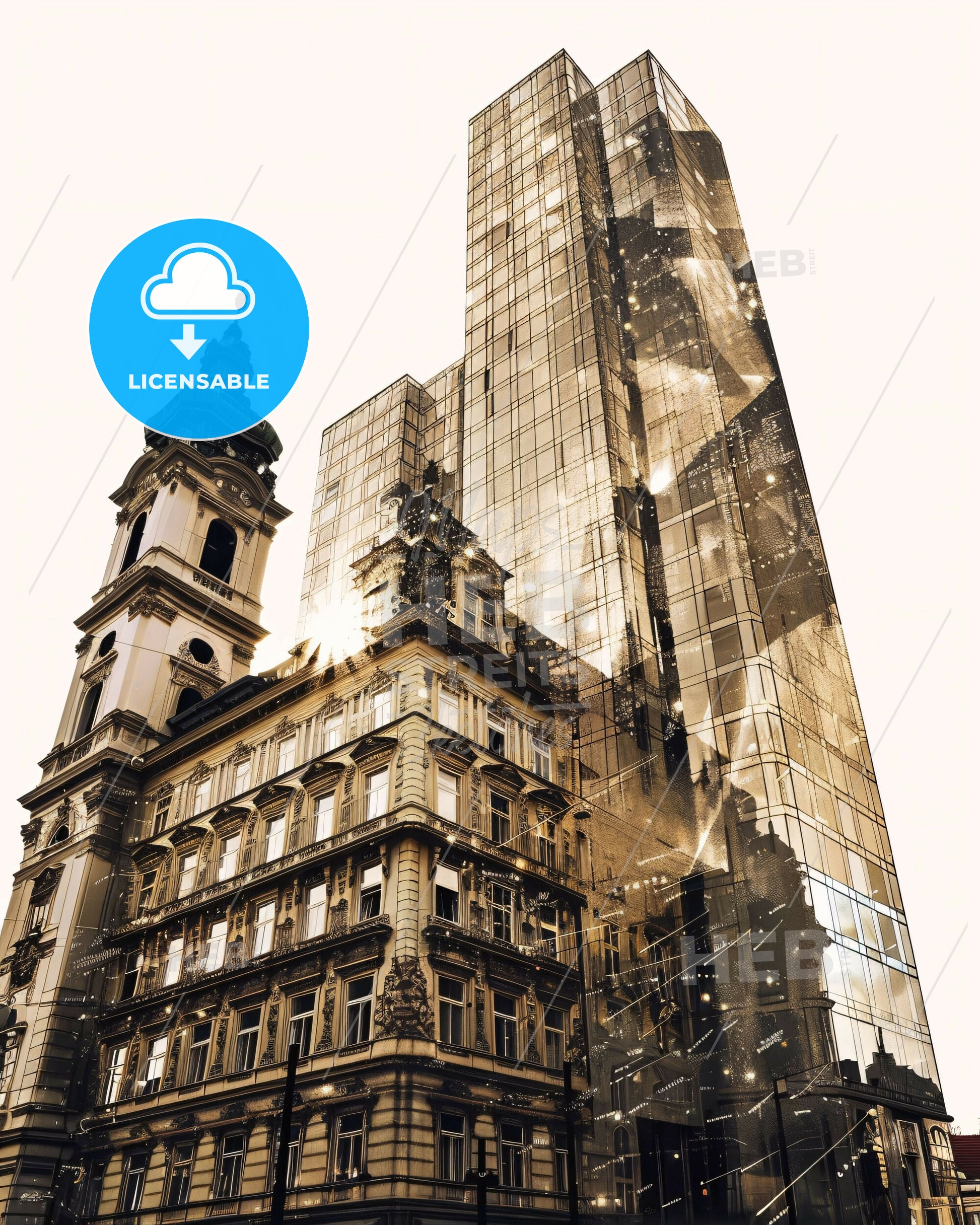 Vienna Austria Skyline Cityscape Panorama Poster Art - A tall building with a tower