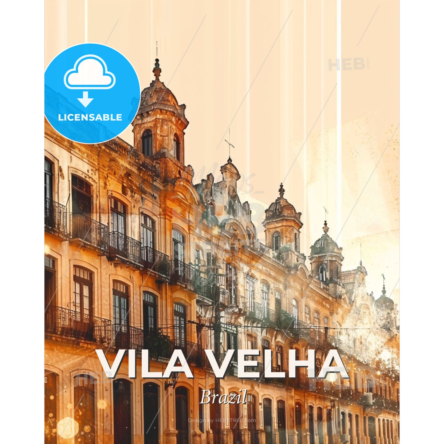 Vila Velha Skyline Double Exposure Composite Art - A building with many windows - Square format print template