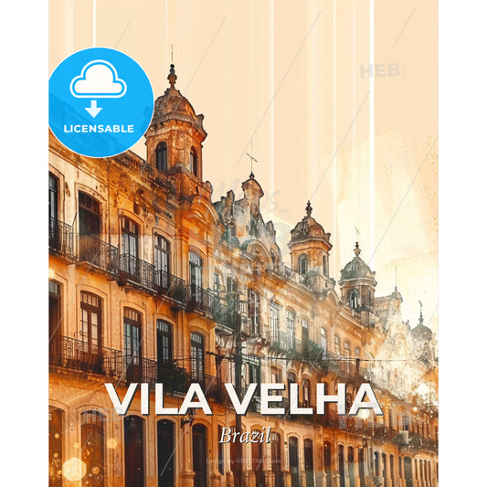 Vila Velha Skyline Double Exposure Composite Art - A building with many windows - Square format print template