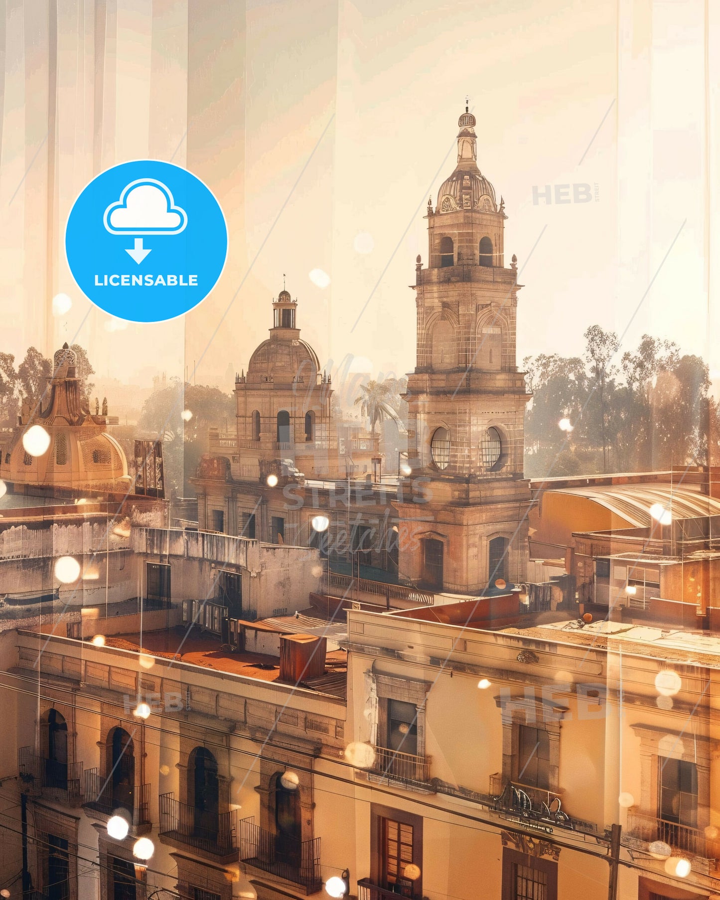 Villahermosa: City and Architecture Art Poster - A building with a tower