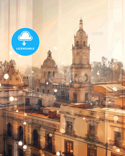 Villahermosa: City and Architecture Art Poster - A building with a tower