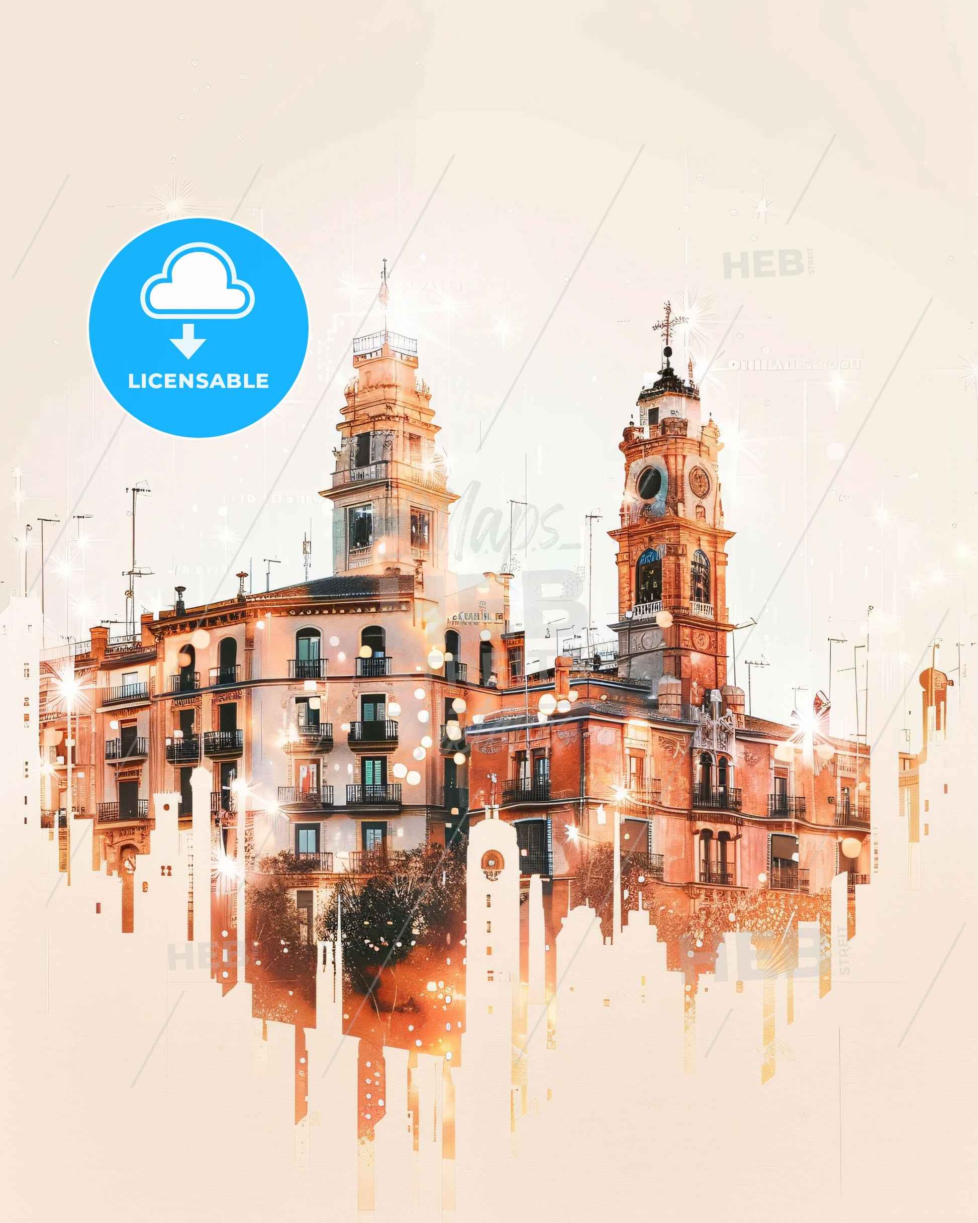 Villaverde: Cityscape Canvas of History and Dreams - A building with towers and a clock tower