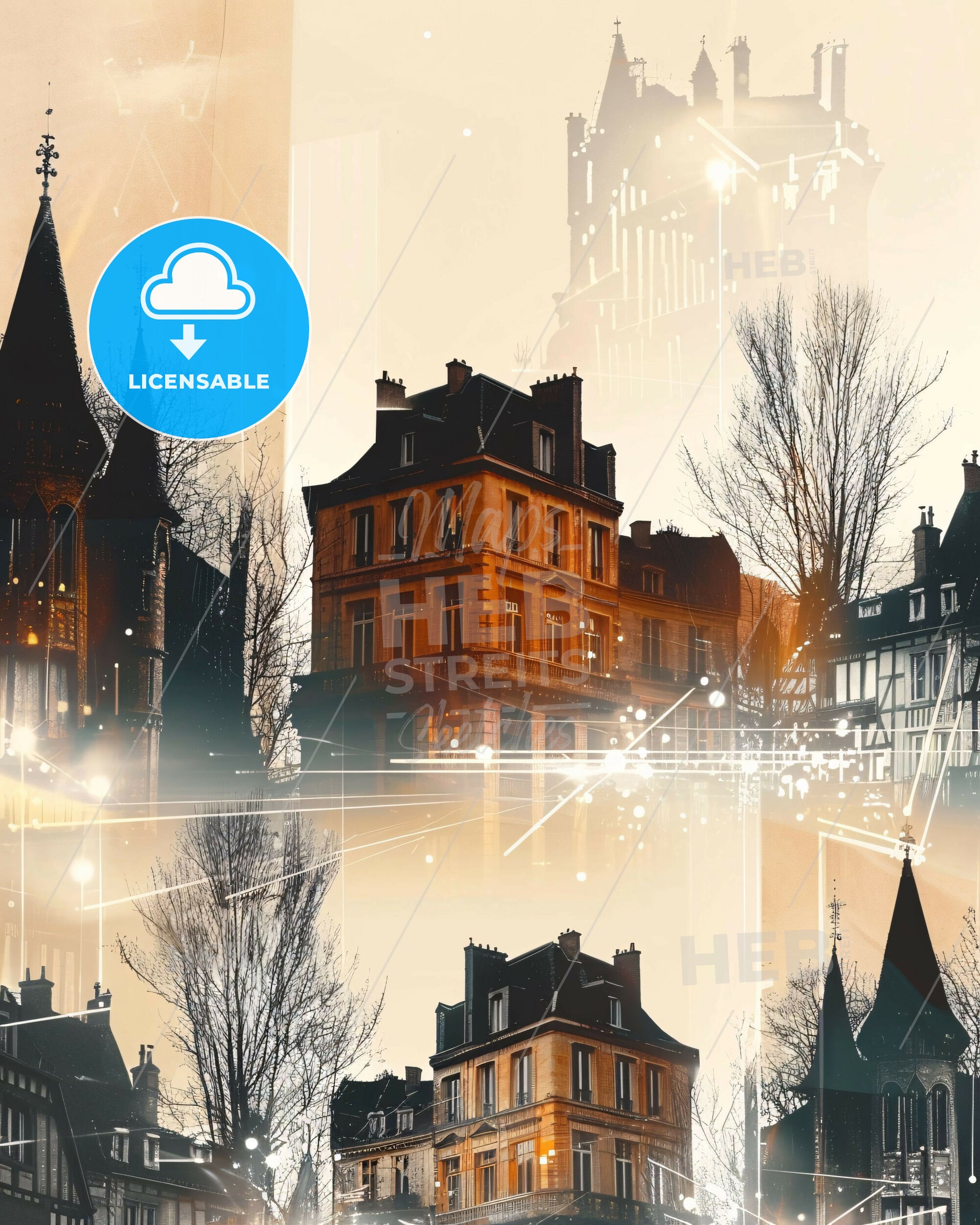 Villeneuve-d Ascq Skyline Urban Silhouette Poster - A group of buildings with trees and buildings in the background