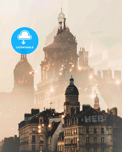 Villeneuve-d Ascq Skyline Art Poster Beige Background - A city with many buildings