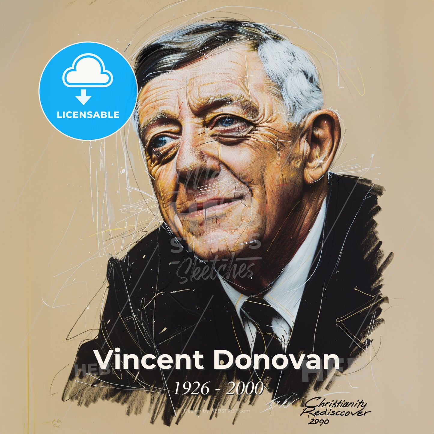 Vincent Donovan, 1926 - 2000, American missionary - A Man In A Suit Print Template