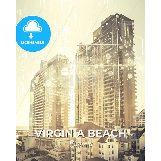 Virginia Beach Skyline: Daydream in Double Exposure - A group of tall buildings - Square format print template