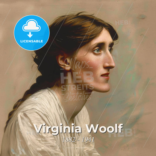 Virginia Woolf, 1882 - 1941, British writer - A Woman In A White Dress Print Template