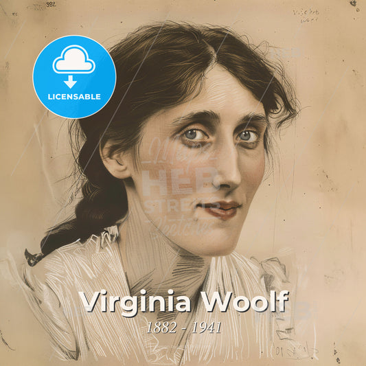 Virginia Woolf, 1882 - 1941, British writer - A Woman With Brown Hair And Blue Eyes Print Template