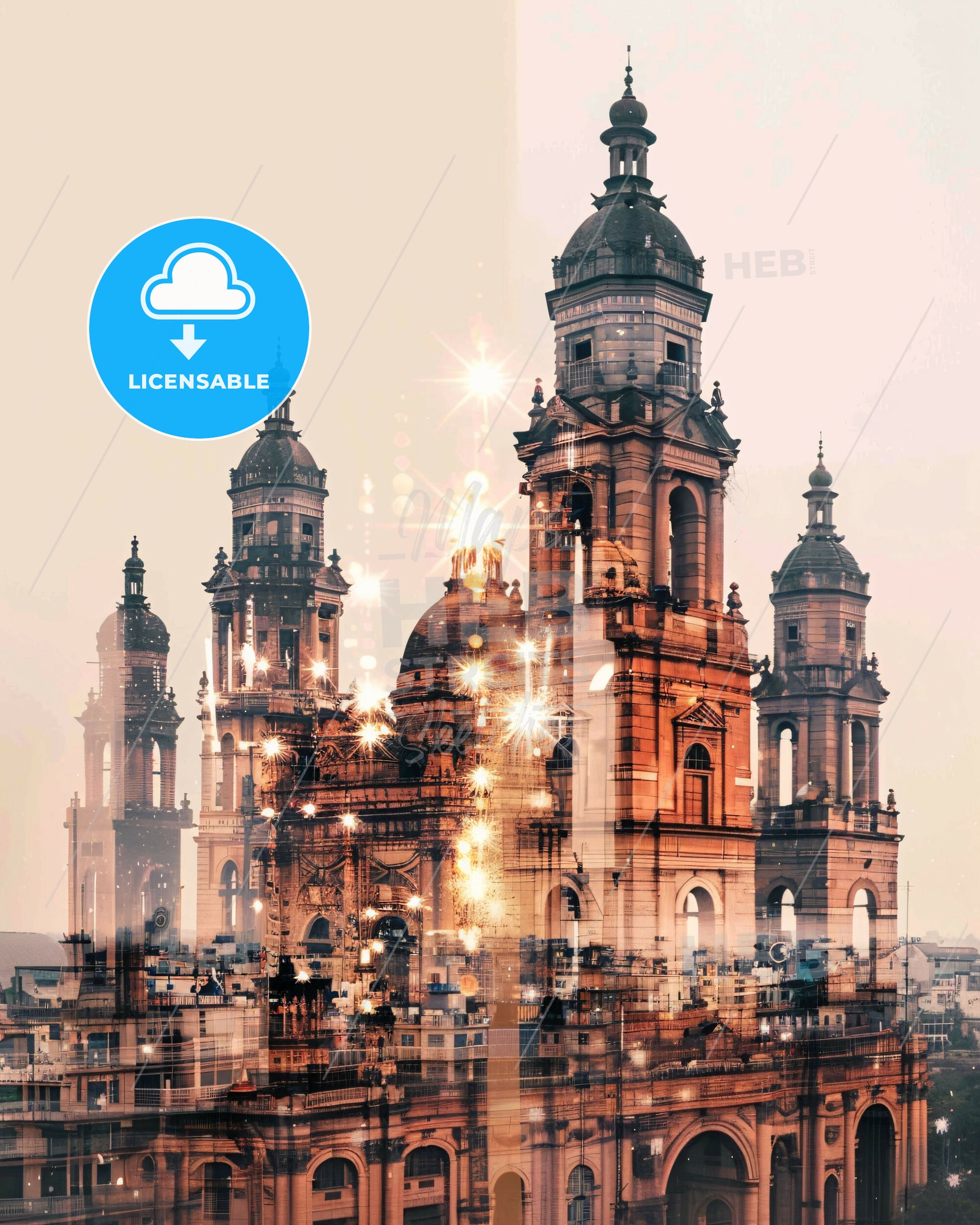 Visakhapatnam India Skyline Art Poster - A large building with towers and a city in the background