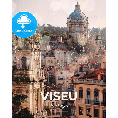 Viseu Cityscape Symphony of Architecture and Light - A city with many buildings - Square format print template