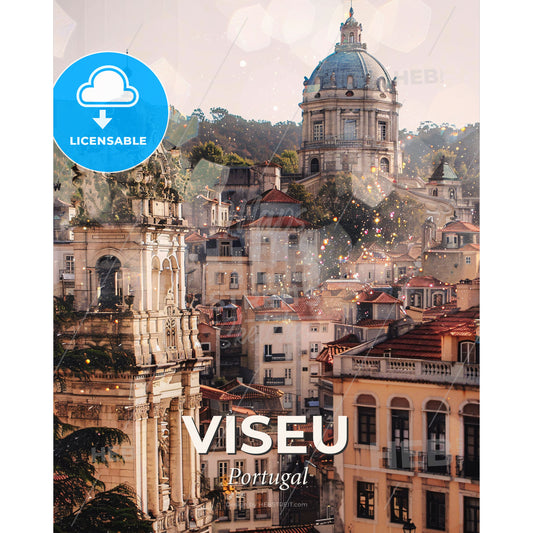 Viseu Cityscape Symphony of Architecture and Light - A city with many buildings - Square format print template