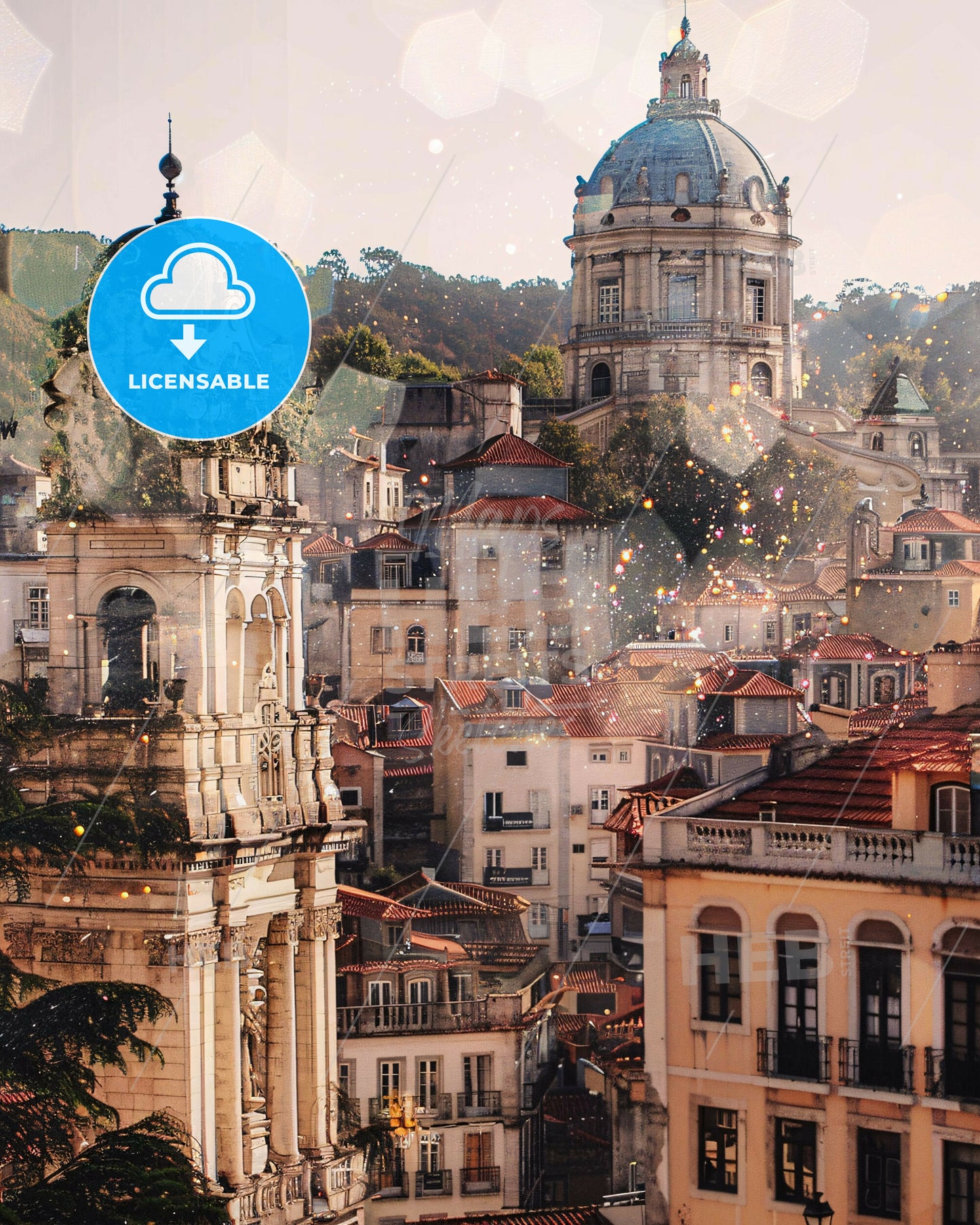 Viseu Cityscape Symphony of Architecture and Light - A city with many buildings