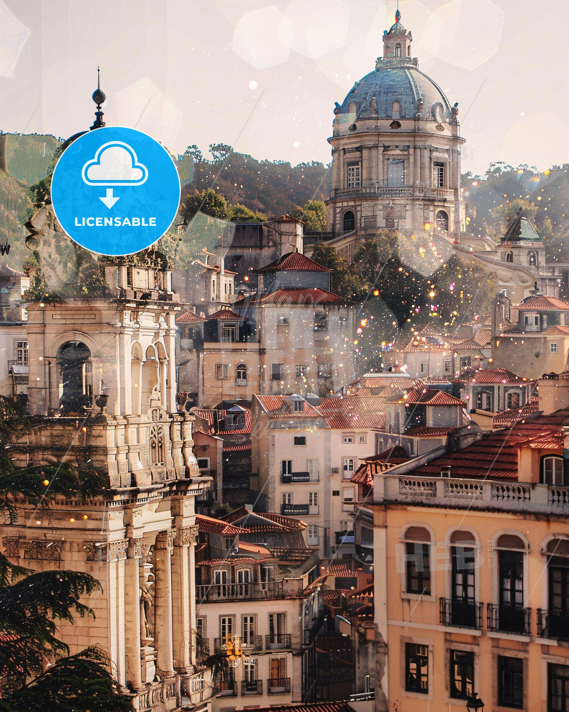 Viseu Cityscape Symphony of Architecture and Light - A city with many buildings