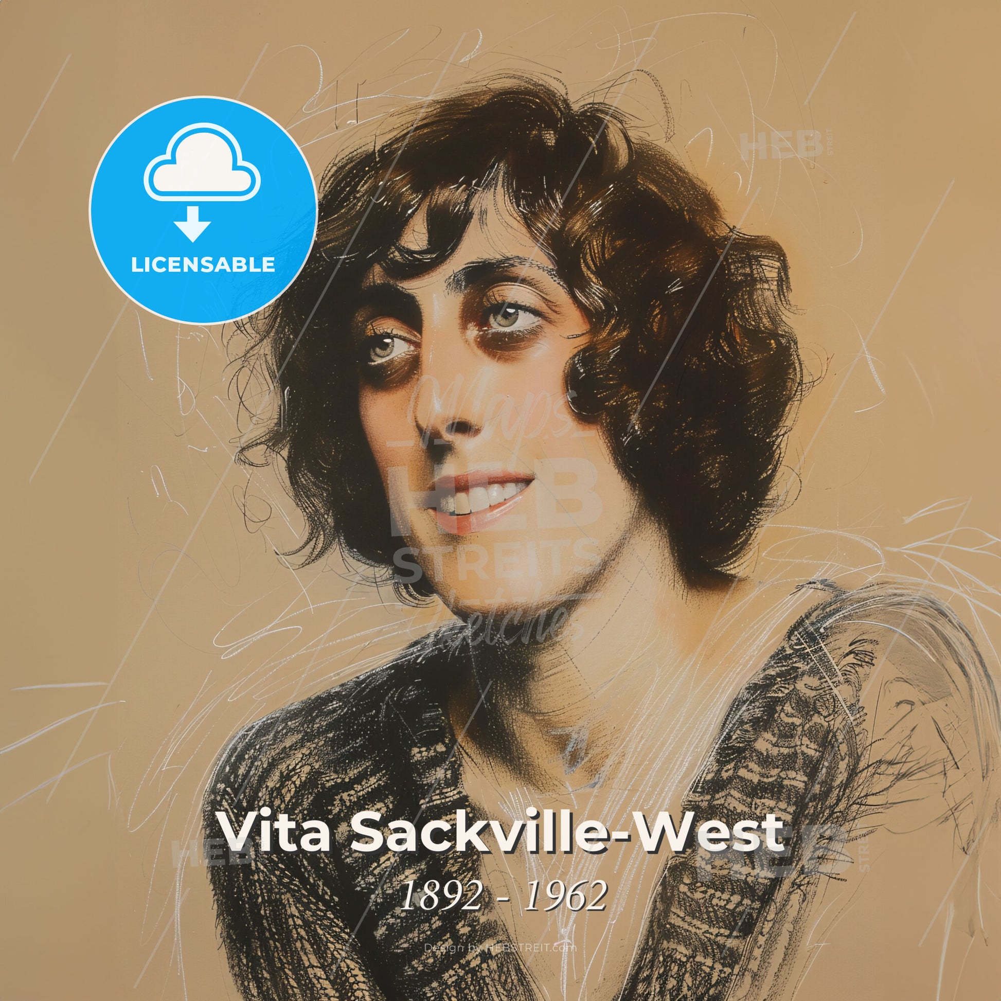Vita Sackville-West, 1892 - 1962, British writer and gardener - A Drawing Of A Woman Print Template