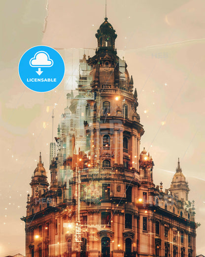 Vitoria da Conquista, City Lights Panorama Art - A large building with a tower