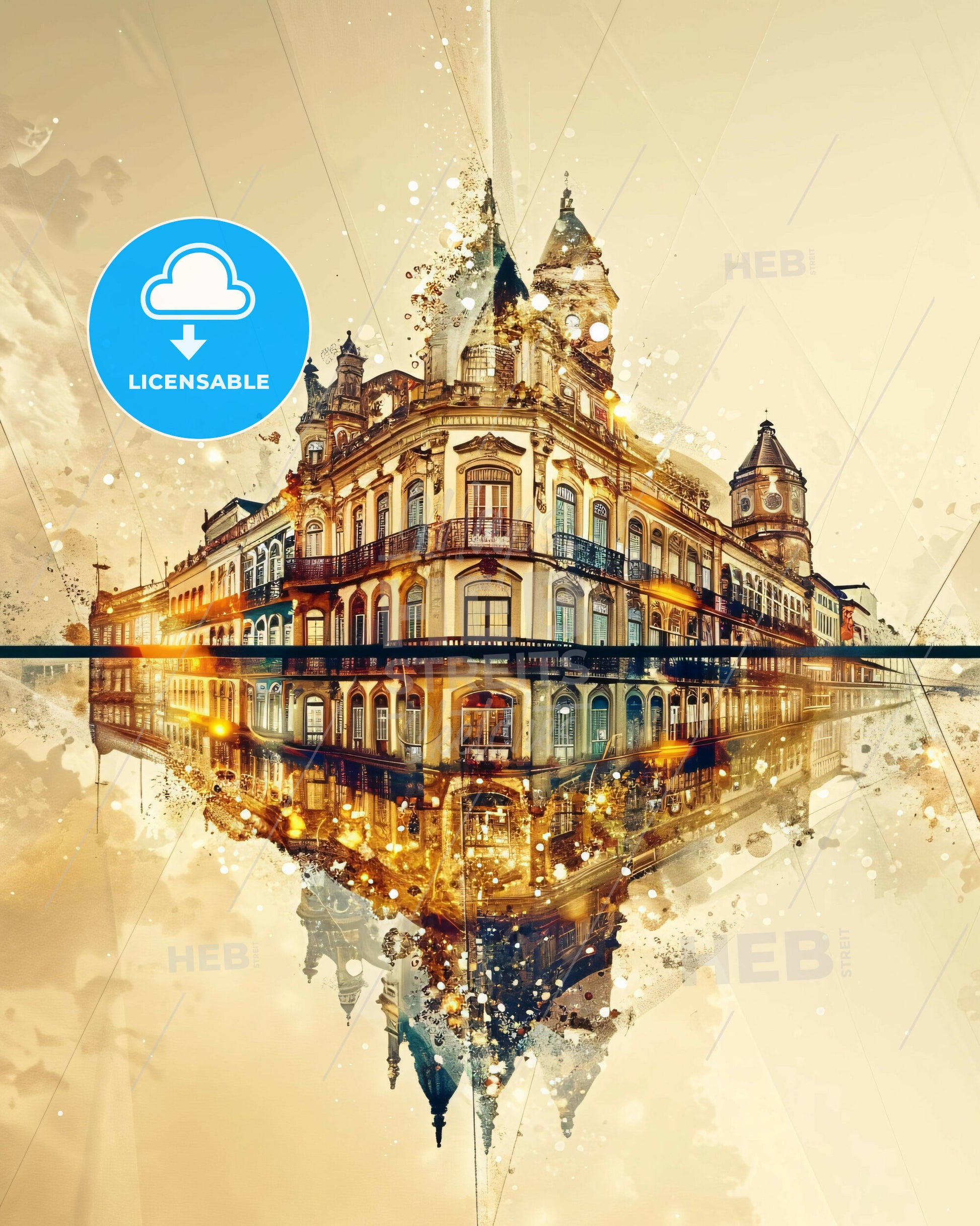 Vitoria da Conquista, Skyline Glamour Local Art Poster - A building with a reflection of water